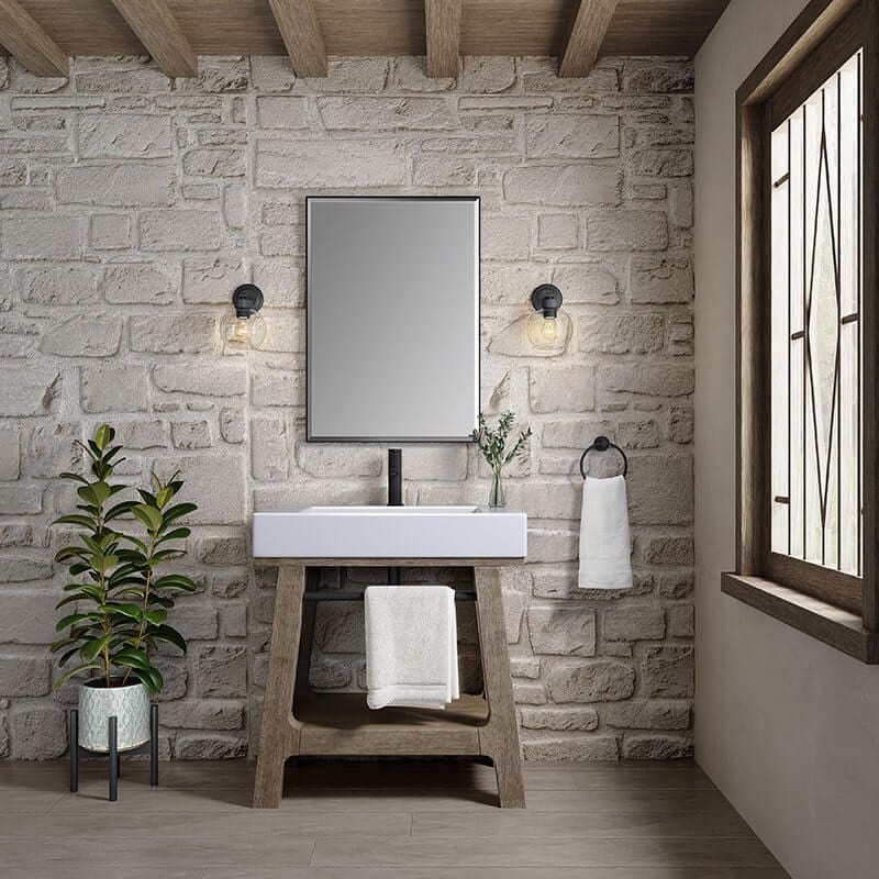 Auburn 31.5 Inches Single Vanity Weathered Timber Front View