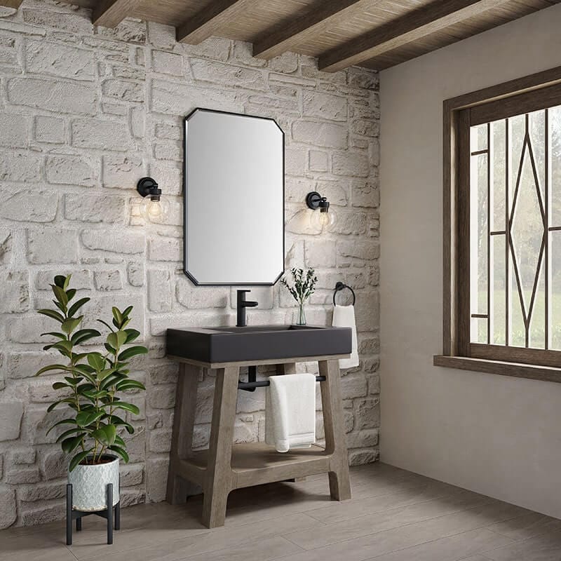 Auburn 31.5 Inches Single Vanity Weathered Timber Side View