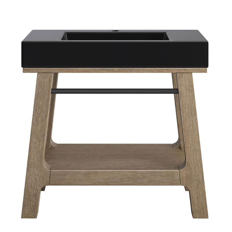 Auburn 36" Single Vanity Weathered Timberb Lack Matte Mineral Composite Stone Top