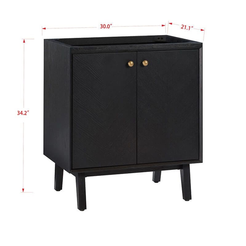 Avanity Adele 30 Single Sink Bathroom Vanity Black Oak Cabinet Only Corner View