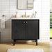 Avanity Adele 36 inch Single Sink Bathroom Vanity Black Oak in Calacatta Quartz Front View