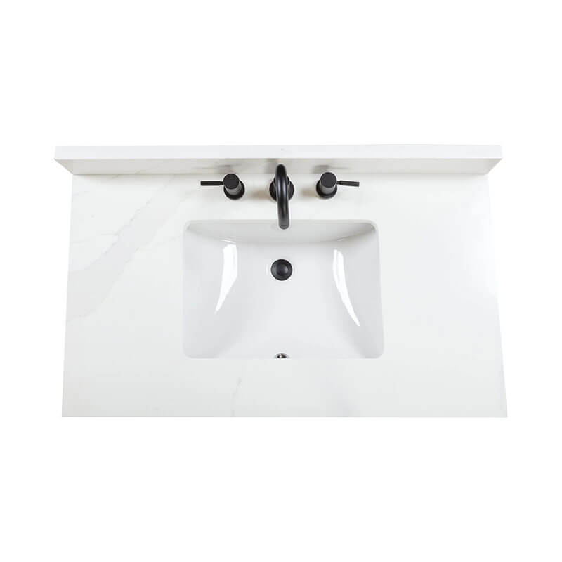 Avanity Adele 36 inch Single Sink Bathroom Vanity Natural Oak in Calacatta Quartz