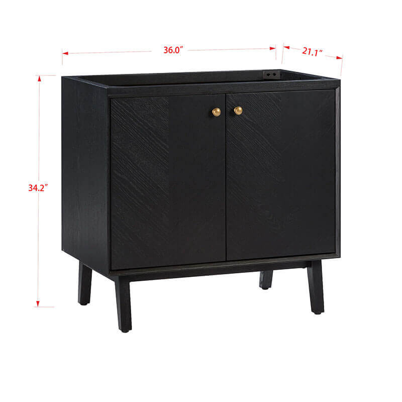 Avanity Adele 36 Single Sink Bathroom Vanity Black Oak Cabinet Only Corner View