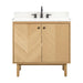 Avanity Adele 36 Single Sink Bathroom Vanity Natural Oak in Calacatta Quartz Front View