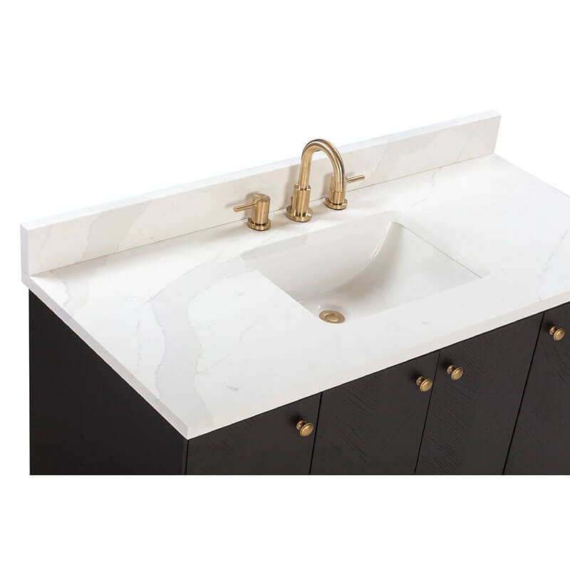 Avanity Adele 48 inch Single Sink Bathroom Vanity Black Oak in Calacatta Quartz