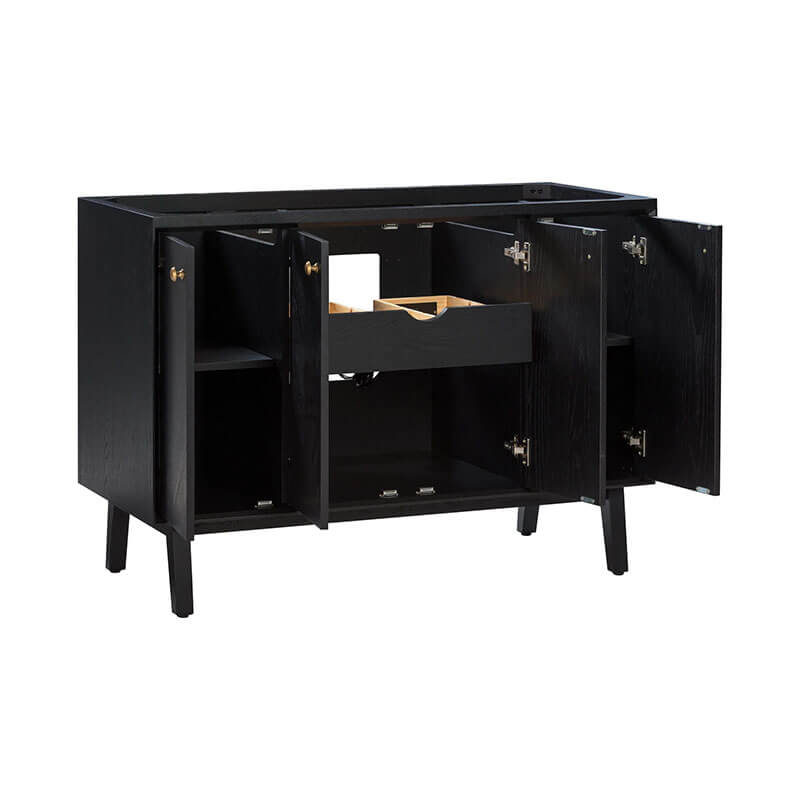 Avanity Adele 48 Single Sink Bathroom Vanity Black Oak Cabinet Only Open Drawer