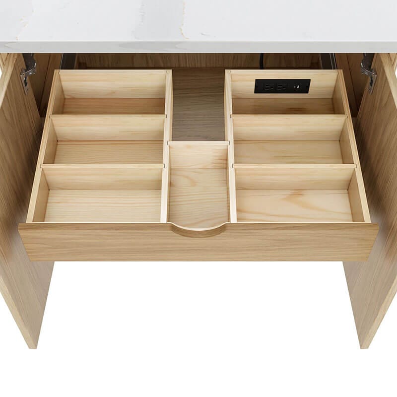 Avanity Adele 48 Single Sink Bathroom Vanity Natural Oak Cabinet Only Adjustable Divider