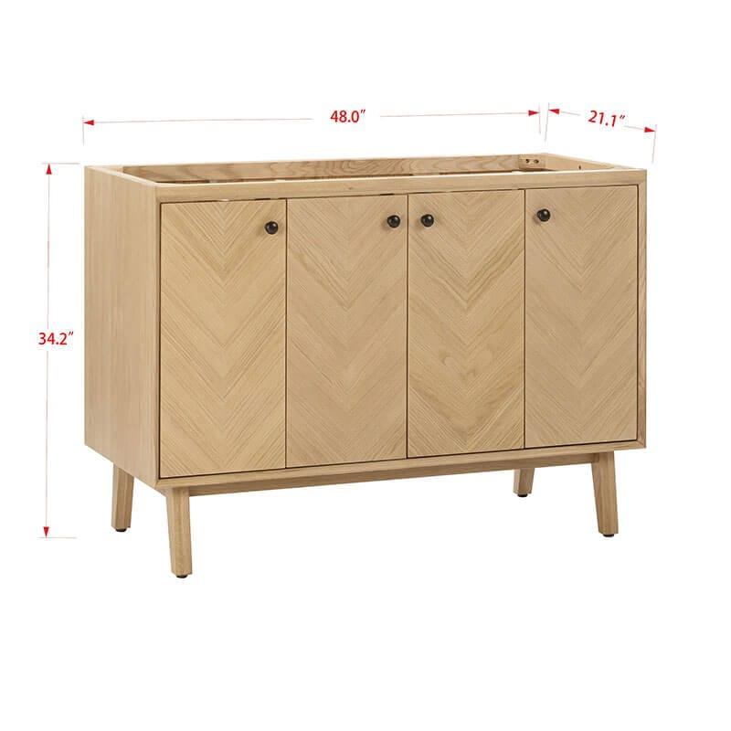 Avanity Adele 48 Single Sink Bathroom Vanity Natural Oak Cabinet Only Corner View