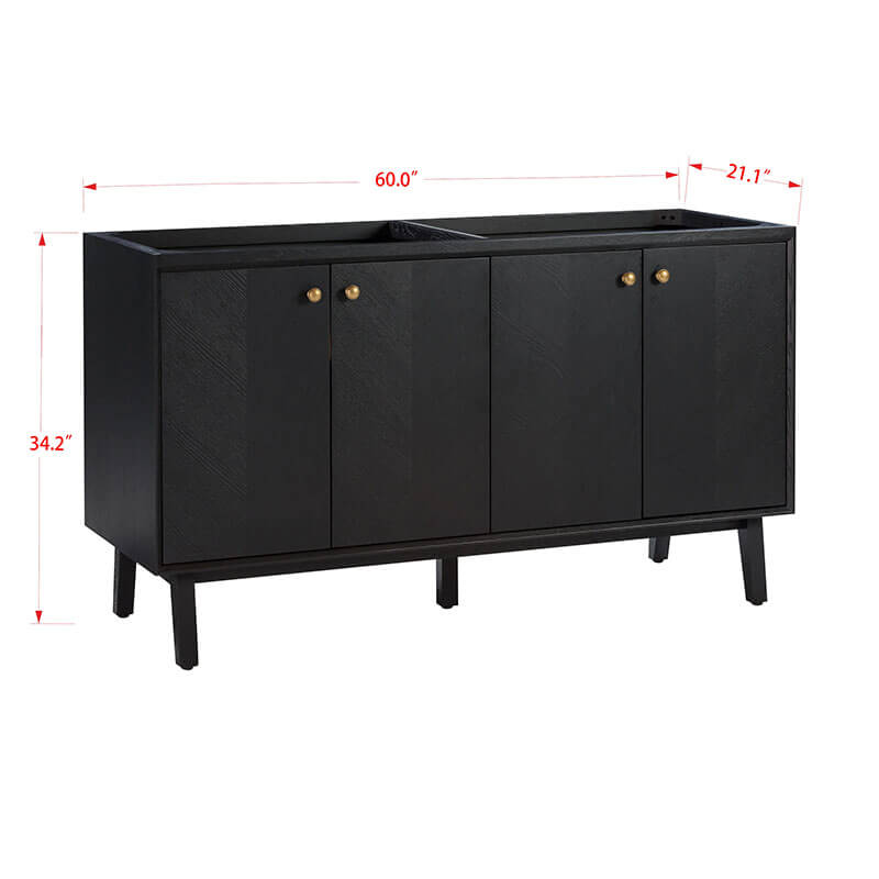 Avanity Adele 60 Double Sink Bathroom Vanity Black Oak Cabinet Only Corner View