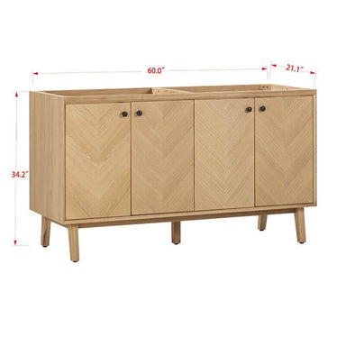 Avanity Adele 60 Double Sink Bathroom Vanity Natural Oak Cabinet Only Corner View
