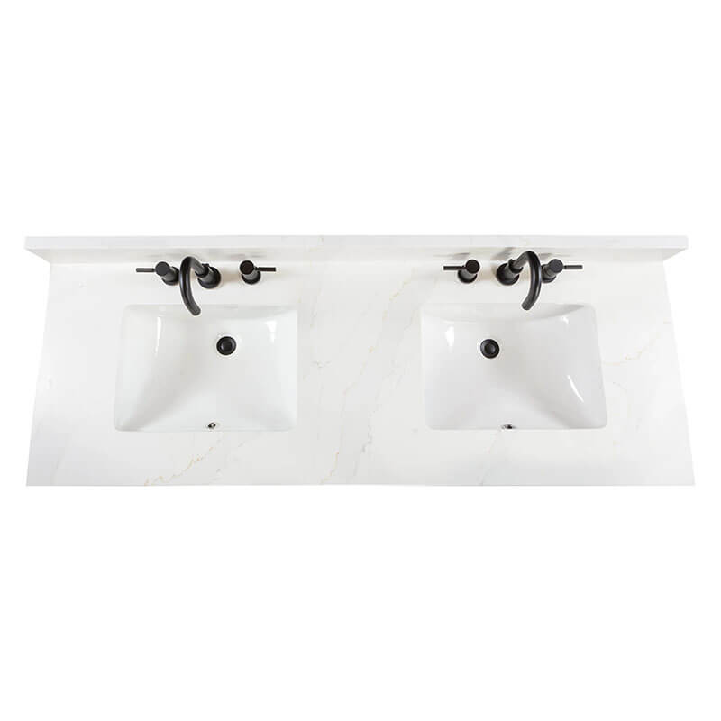 Avanity Adele 60 Double Sink Bathroom Vanity Natural Oak in Calacatta Quartz