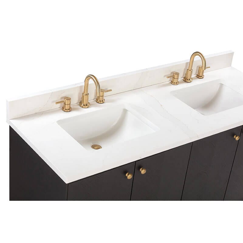 Avanity Adele 60 inch Double Sink Bathroom Vanity Black Oak in Calacatta Quartz