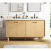 Avanity Adele 60 inch Double Sink Bathroom Vanity Natural Oak in Calacatta Quartz Front View
