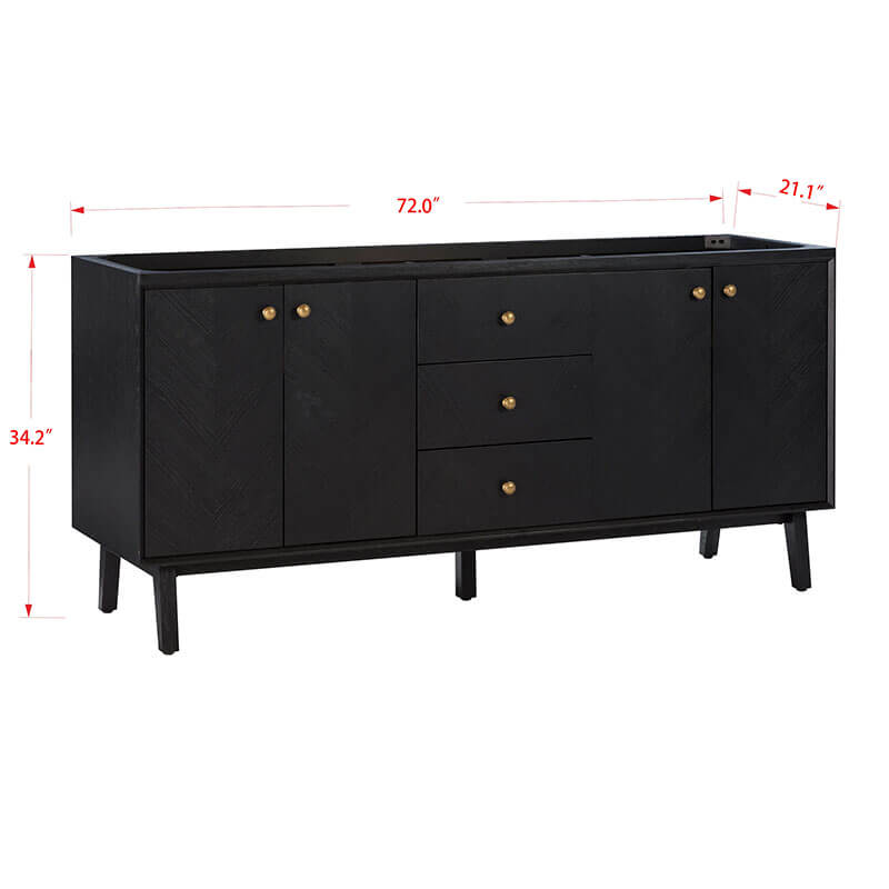 Avanity Adele 72 Double Sink Bathroom Vanity Black Oak Cabinet Only Corner View