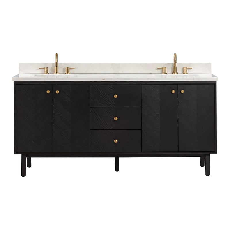 Avanity Adele 72 Double Sink Bathroom Vanity Black Oak in Black Oak Front View
