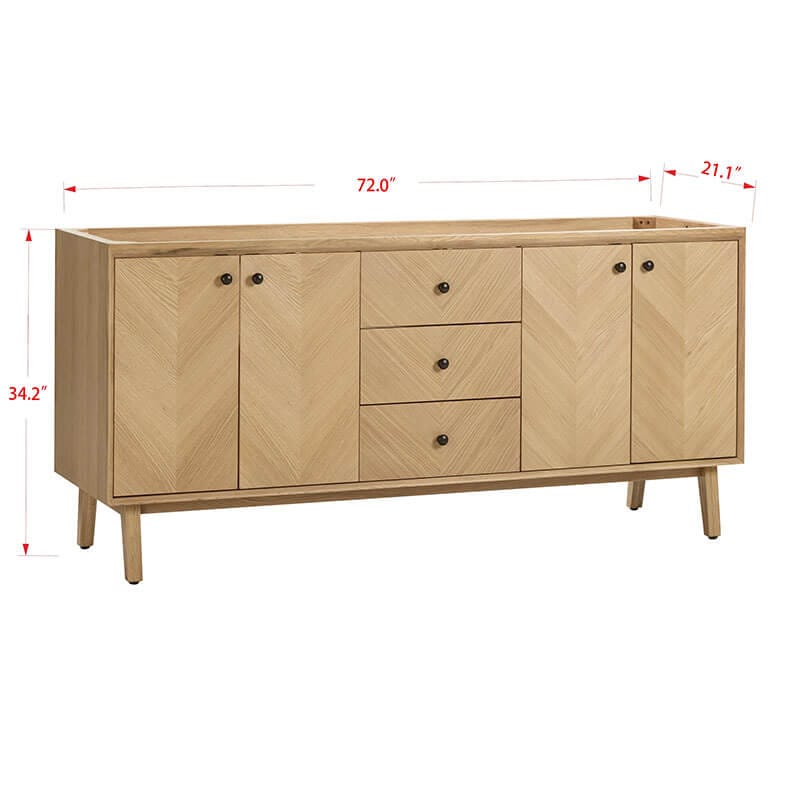 Avanity Adele 72 Double Sink Bathroom Vanity Natural Oak Cabinet Only Corner View