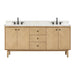 Avanity Adele 72 Double Sink Bathroom Vanity Natural Oak in Calacatta Quartz Front View