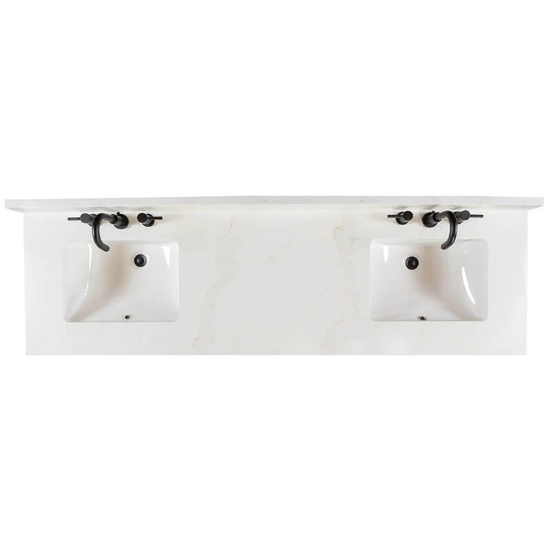 Avanity Adele 72 Double Sink Bathroom Vanity Natural Oak in Calacatta Quartz