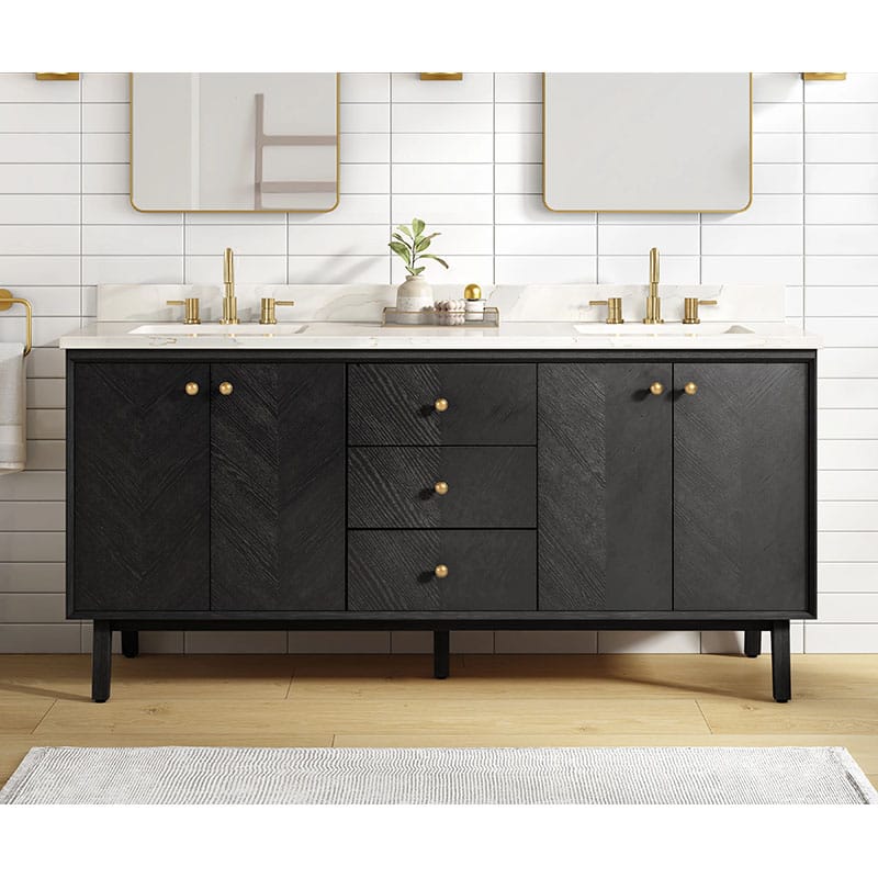 Avanity Adele 72 inch Double Sink Bathroom Vanity Black Oak in Black Oak Front View