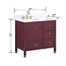 Avanity Alana 36 Inch Single Vanity Burgundy Red in White Engineered Stone Dimension