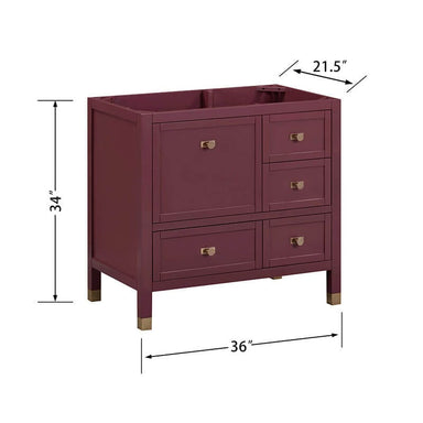 Avanity Alana 36 Single Vanity Burgundy Red Cabinet Only Dimension