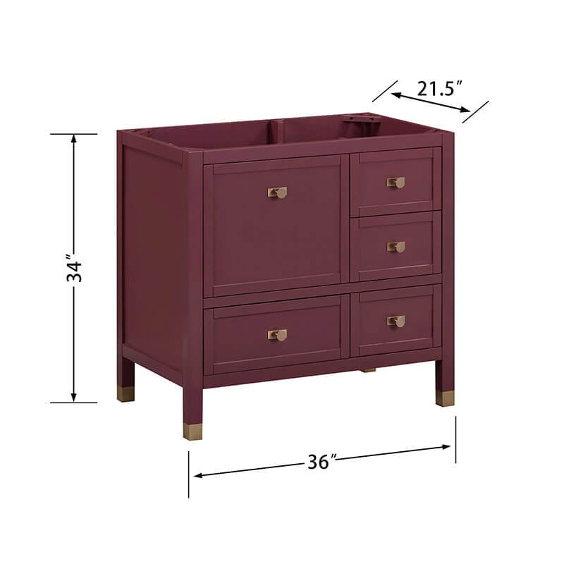 Avanity Alana 36 Single Vanity Burgundy Red Cabinet Only Dimension