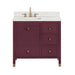 Avanity Alana 36 Single Vanity Burgundy Red in Alluring Quartz Top Front View