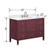 Avanity Alana 48 Inch Single Vanity Burgundy Red in White Engineered Stone Dimension