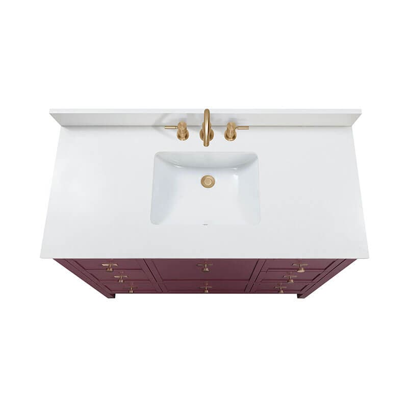 Avanity Alana 48 Single Vanity Burgundy Red in White Engineered Stone