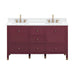 Avanity Alana 60 Double Vanity Burgundy Red in White Engineered Stone Front View