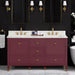 Avanity Alana 60 inch Double Vanity Burgundy Red in Alluring Quartz Front View