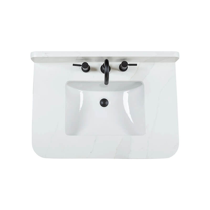 Avanity Blakely 30 Single Sink Bathroom Vanity Brown Oak in Calacatta Quartz