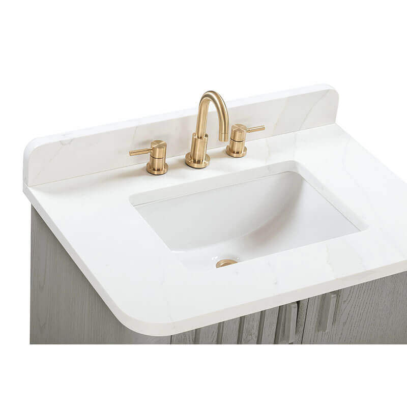 Avanity Blakely 30 Single Sink Bathroom Vanity Gray Oak in Calacatta Quartz