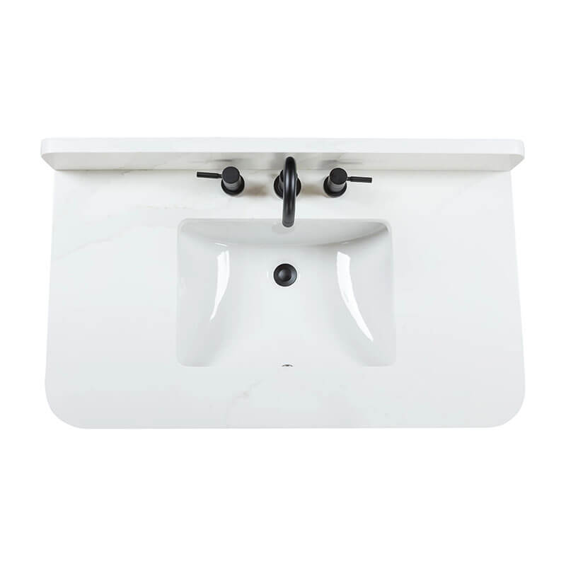 Avanity Blakely 36 Single Sink Bathroom Vanity Brown Oak in Calacatta Quartz
