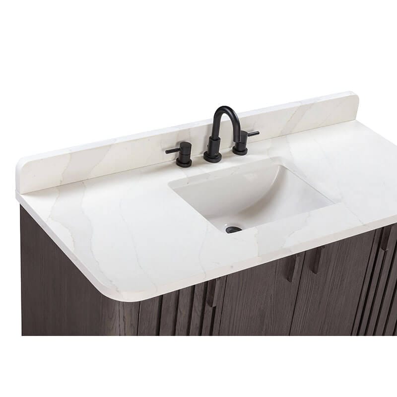 Avanity Blakely 48 inch Single Sink Bathroom Vanity Brown Oak in Calacatta Quartz