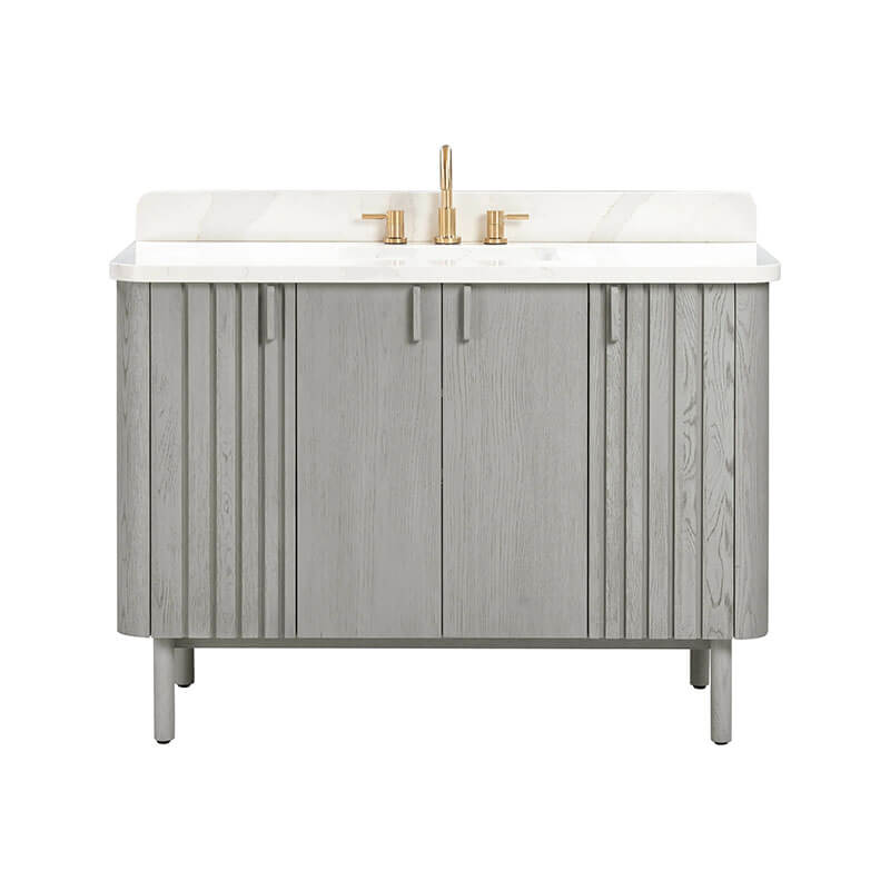 Avanity Blakely 48 Single Sink Bathroom Vanity Gray Oak in Calacatta Quartz Front View