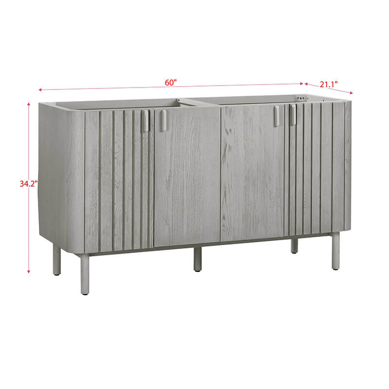 Avanity Blakely 60 Double Sink Bathroom Vanity Gray Oak Cabinet Only Corner