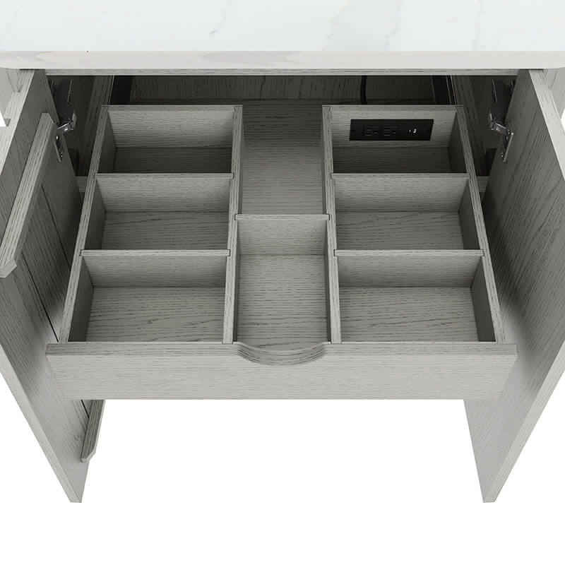 Avanity Blakely 60 Double Sink Bathroom Vanity Gray Oak Cabinet Only Drawer Divider