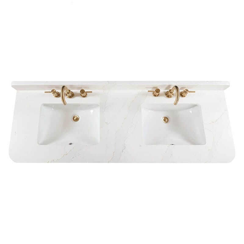 Avanity Blakely 60 Double Sink Bathroom Vanity Gray Oak in Calacatta Quartz