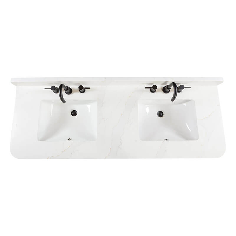 Avanity Blakely 60 inch Double Sink Bathroom Vanity Brown Oak in Calacatta Quartz