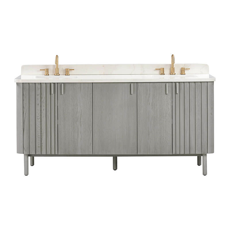 Avanity Blakely 72 Double Sink Bathroom Vanity Gray Oak in Calacatta Quartz