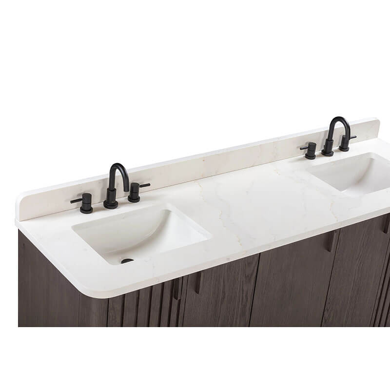Avanity Blakely 72 inch Double Sink Bathroom Vanity Brown Oak in Calacatta Quartz