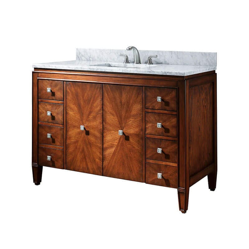 Avanity Brentwood 49 inch Single Sink Bathroom Vanity New Walnut in Carrara White Marble