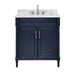 Avanity Bristol 30 Single Sink Bathroom Vanity Navy Blue in Carrara White Marble Front View