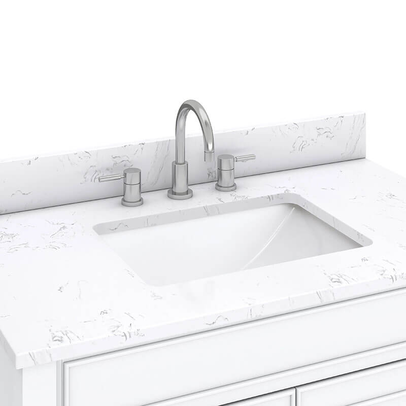 Avanity Bristol 36 Single Sink Bathroom Vanity White in Carrara White Marble