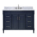Avanity Bristol 48 inch Single Sink Bathroom Vanity Navy Blue in Carrara White Marble Front View