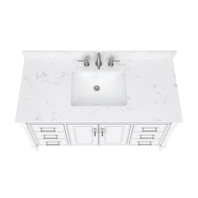 Avanity Bristol 48 inch Single Sink Bathroom Vanity White in Carrara White Marble