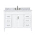 Avanity Bristol 48 Single Sink Bathroom Vanity Navy White in Carrara White Marble Front View