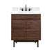 Avanity Carina 30 Single Vanity Coffee Teak in Cala White Engineered Stone Front View