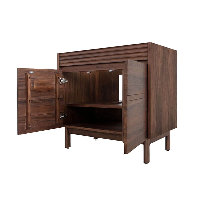 Avanity Carina 36 inch Single Vanity Coffee Teak Cabinet Only Open Side view